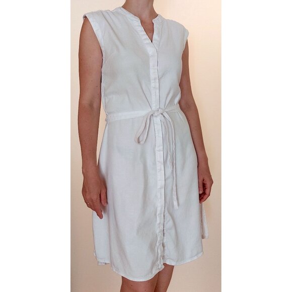 NWOT Tahari Linen Blend White Knee Length Dress 6/S/M - Picture 2 of 9